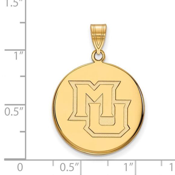14k Gold Plated Silver Marquette U Large Disc Pendant - Picture 2 of 3